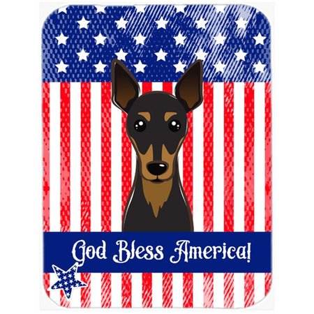 CAROLINES TREASURES God Bless American Flag with Min Pin Mouse Pad- Hot Pad or Trivet BB2170MP